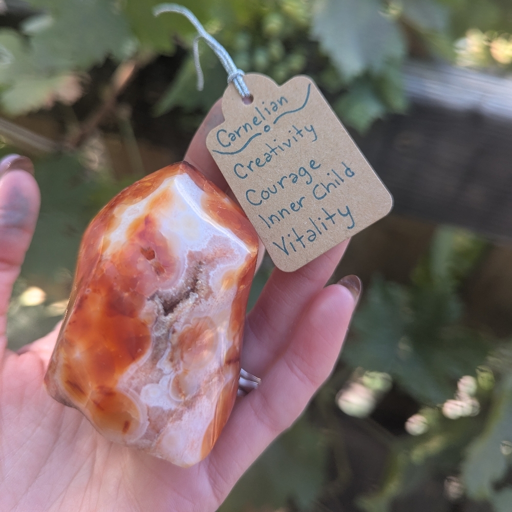 Carnelian Spiral Tower With Geode